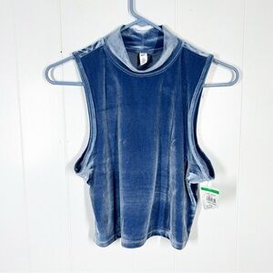 NWT BP Blue Mock Neck Sleeveless Cropped Top Large